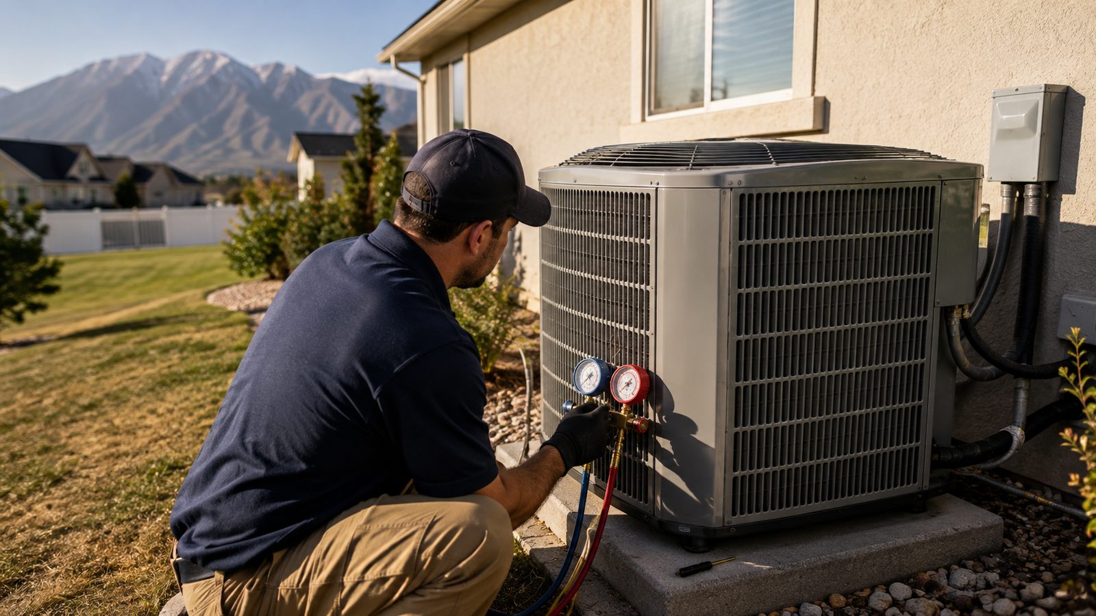 Air Conditioning in Utah County — Condenser beside a Utah County home